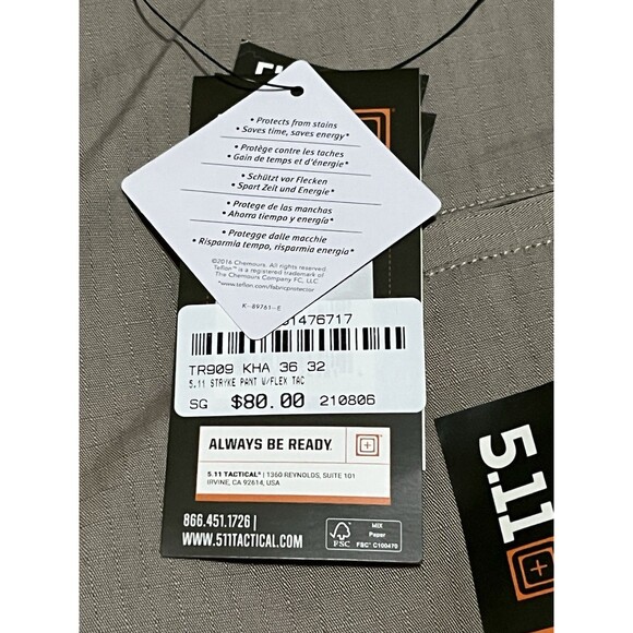 5.11 Tactical Stryke Pants Men’s 36x32 Khaki Flex-Tac Ripstop Cargo 74369 - NWT - Picture 5 of 14